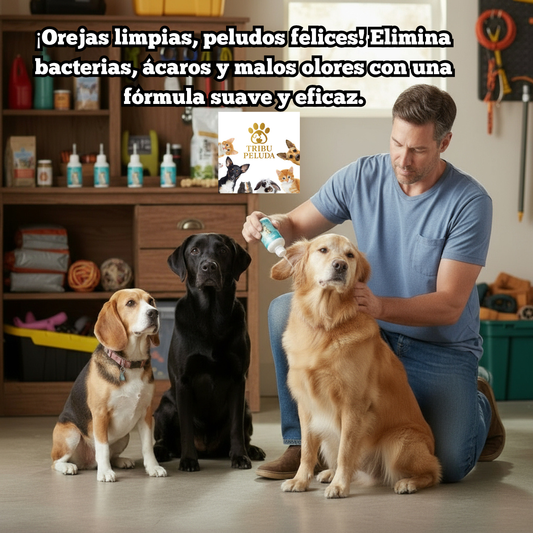 Limpiador de Oídos para Perros y Gatos | Solución Antibacteriana y Antiácaros – Tribu Peluda
