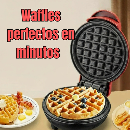 Mini Waffle Maker Eléctrico 2 Caras | Desayuno, Postres y Snacks Rápidos en Casa
