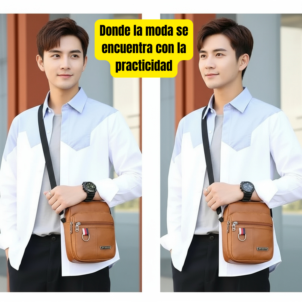 Bolso Bandolera para Hombre de Cuero PU | Estilo Casual y Gran Capacidad