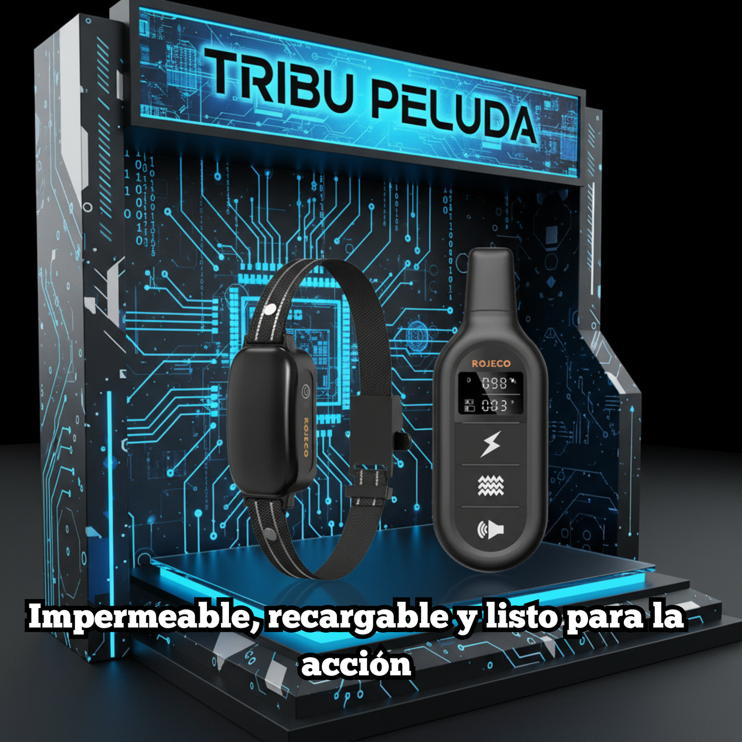 Collar de Adiestramiento Eléctrico para Perros ROJECO PD521 | Control Remoto Digital, Recargable e Impermeable IPX7