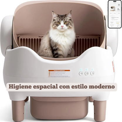 Arenero Inteligente Autolimpiante para Gatos | Control por App, Sin Olores y de Diseño Abierto