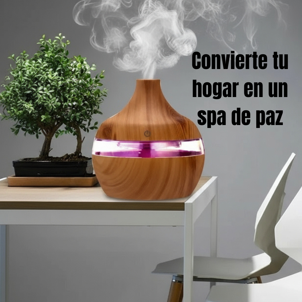 Humidificador Eléctrico 300ML | Difusor de Aromaterapia con Luz LED y Niebla Fría