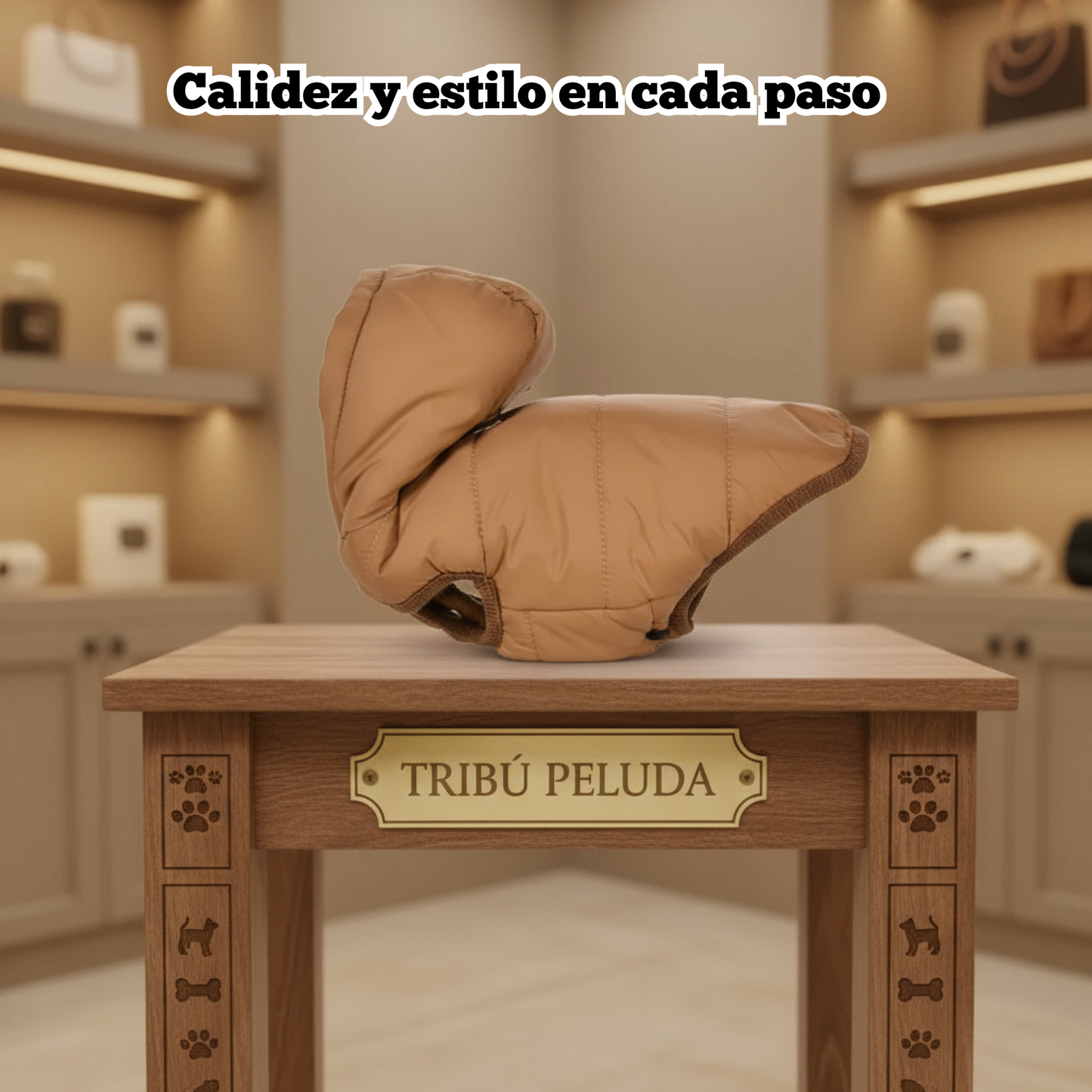 Abrigo de Invierno con Capucha y Felpa Suave con D-Ring para Perros Pequeños y Medianos