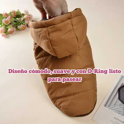 Abrigo de Invierno con Capucha y Felpa Suave con D-Ring para Perros Pequeños y Medianos