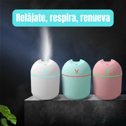 Difusor de Aroma y Humidificador USB 250 ml | Silencioso con Luz LED Multicolor