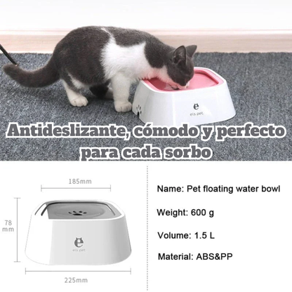 Bebedero Antiderrames para Perros con Diseño Flotante | Cuenco de Agua Limpio, Antideslizante y de Gran Capacidad | Ideal para Hogar y Viajes – Tribu Peluda