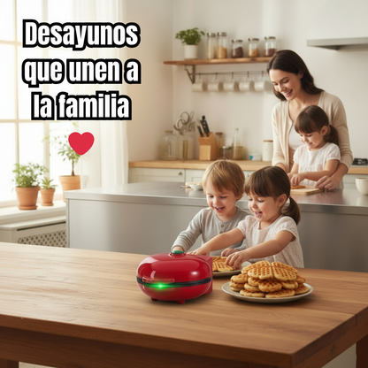 Mini Waffle Maker Eléctrico 2 Caras | Desayuno, Postres y Snacks Rápidos en Casa