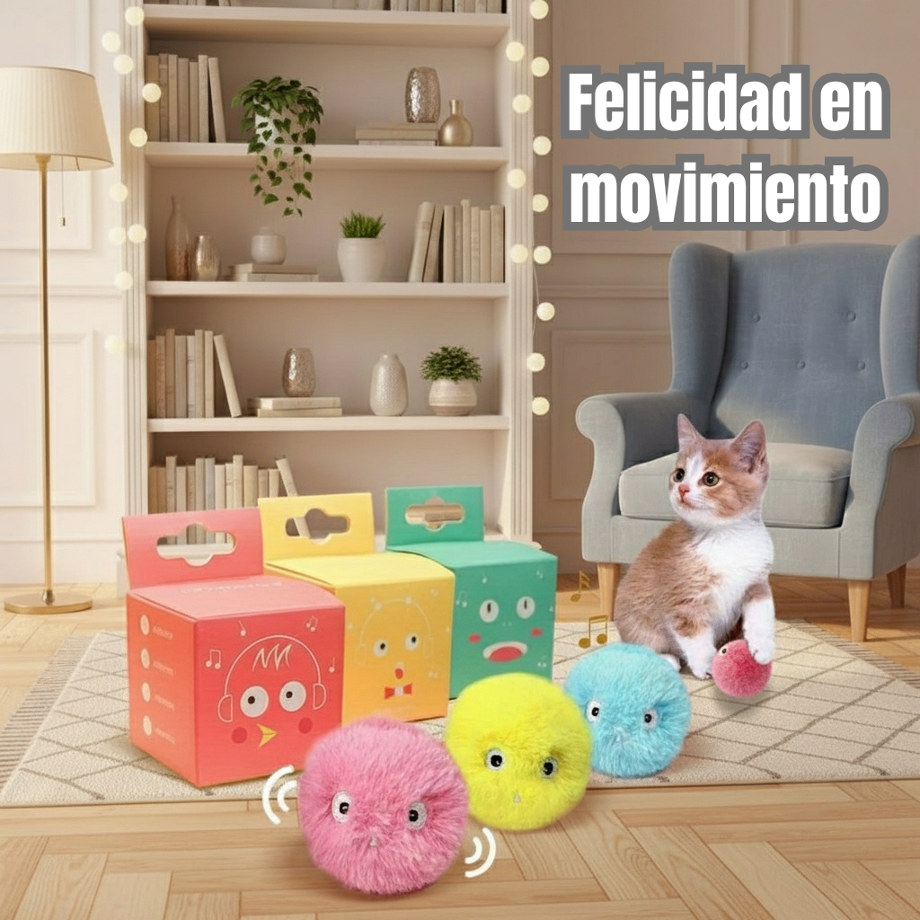 Pelota Interactiva Eléctrica para Gatos y Perros | Juguete con Sonido y Catnip – Tribu Peluda