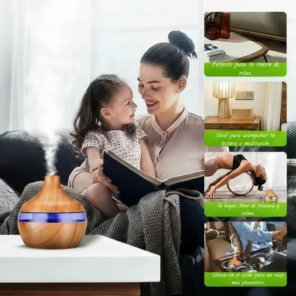 Humidificador Eléctrico 300ML | Difusor de Aromaterapia con Luz LED y Niebla Fría