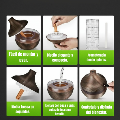 Humidificador Eléctrico 300ML | Difusor de Aromaterapia con Luz LED y Niebla Fría