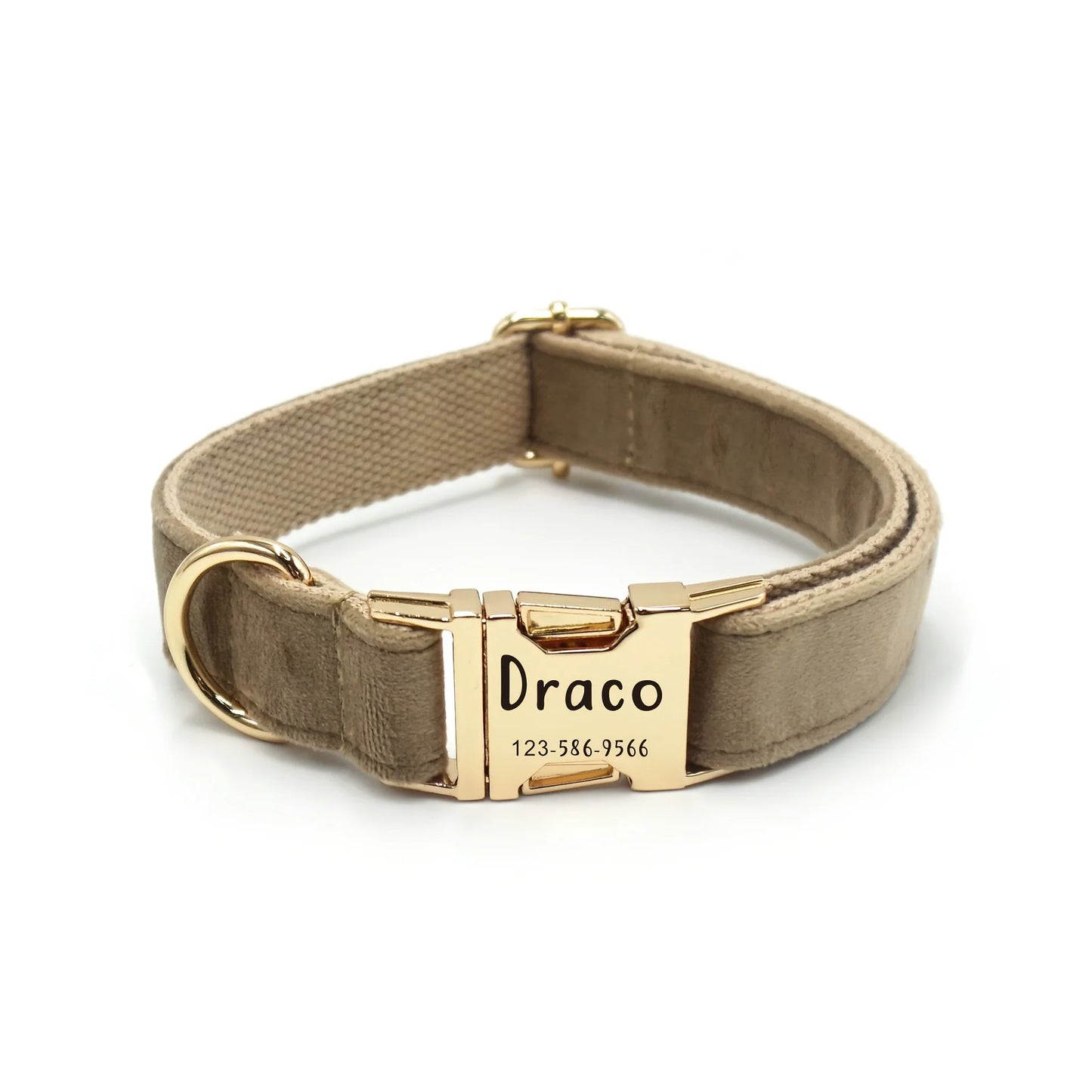 Collar Personalizado de Terciopelo para Perros | Suave, Ajustable y con Placa Grabada con Nombre